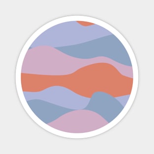 Colorful curved landscape with orange, pink and purple waveform horizons Magnet